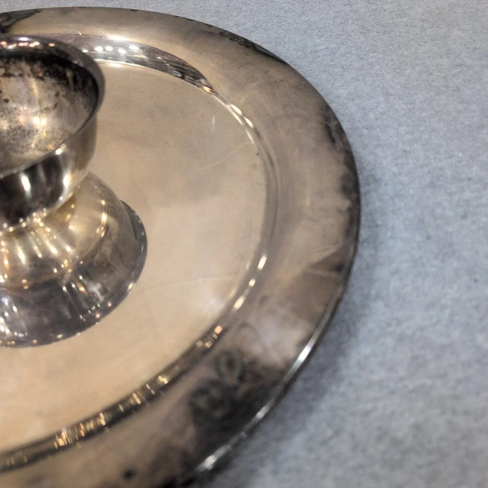 Wm A Rogers Oneida Silver Plated Chip and Dip Server Round Platter Bowl NA310 - Picture 6 of 11